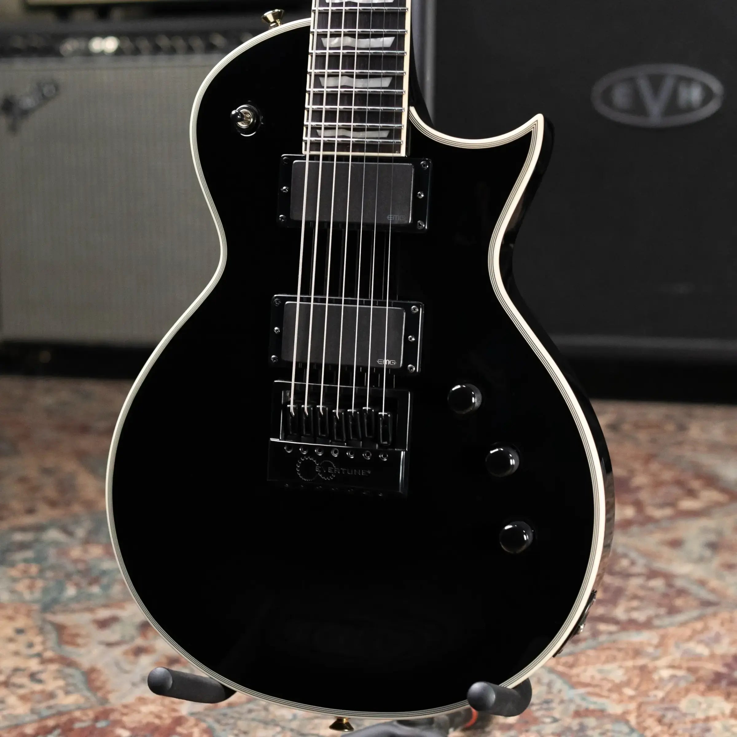 ESP LTD EC-1007ET Deluxe 7-String Electric Guitar - Black with Gig Bag - Used