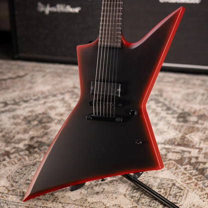 ESP LTD EXL-7 Baritone 7-String Black Metal Electric Guitar - Black Red Burst Satin