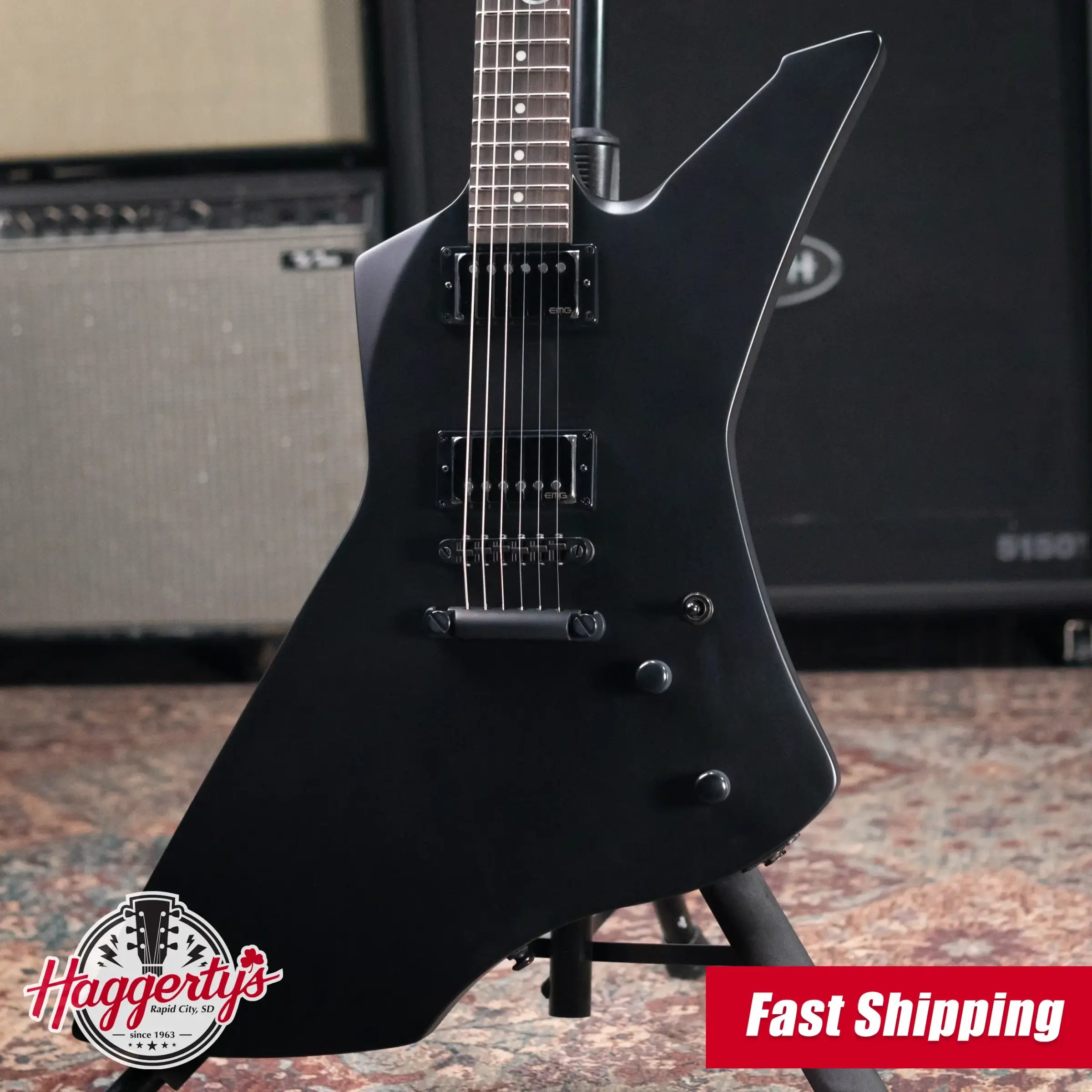 ESP LTD James Hetfield Signature Snakebyte Electric Guitar - Satin Black with Hardshell Case