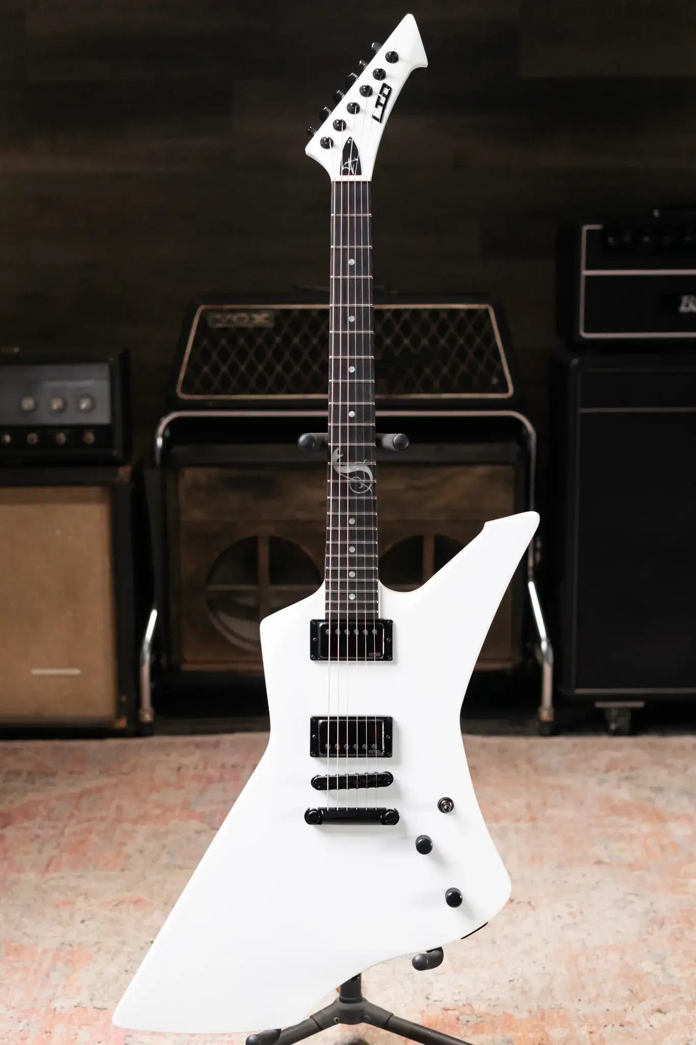 ESP LTD James Hetfield Signature Snakebyte Electric Guitar - Snow White with Hardshell Case
