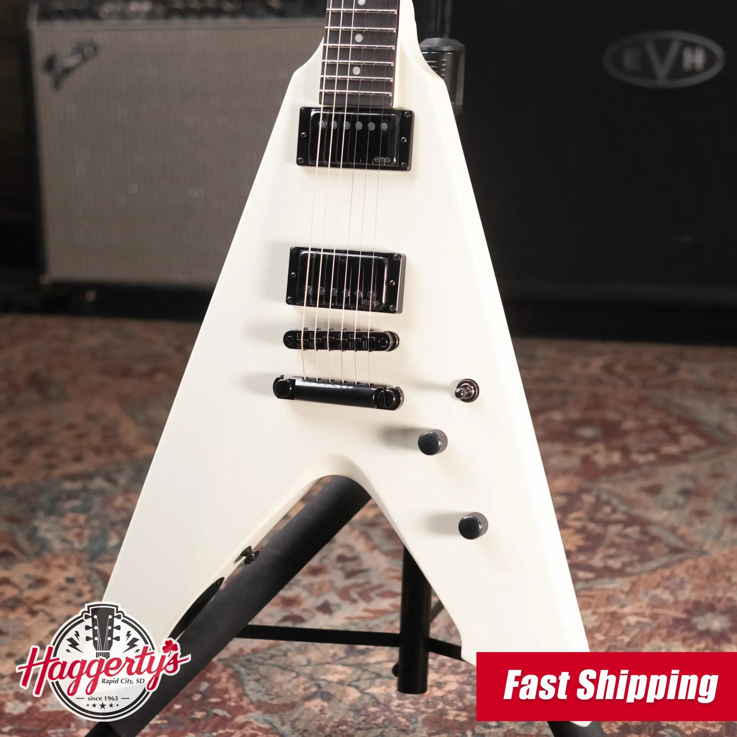 ESP LTD James Hetfield Signature Vulture Electric Guitar - Olympic White with Hardshell Case