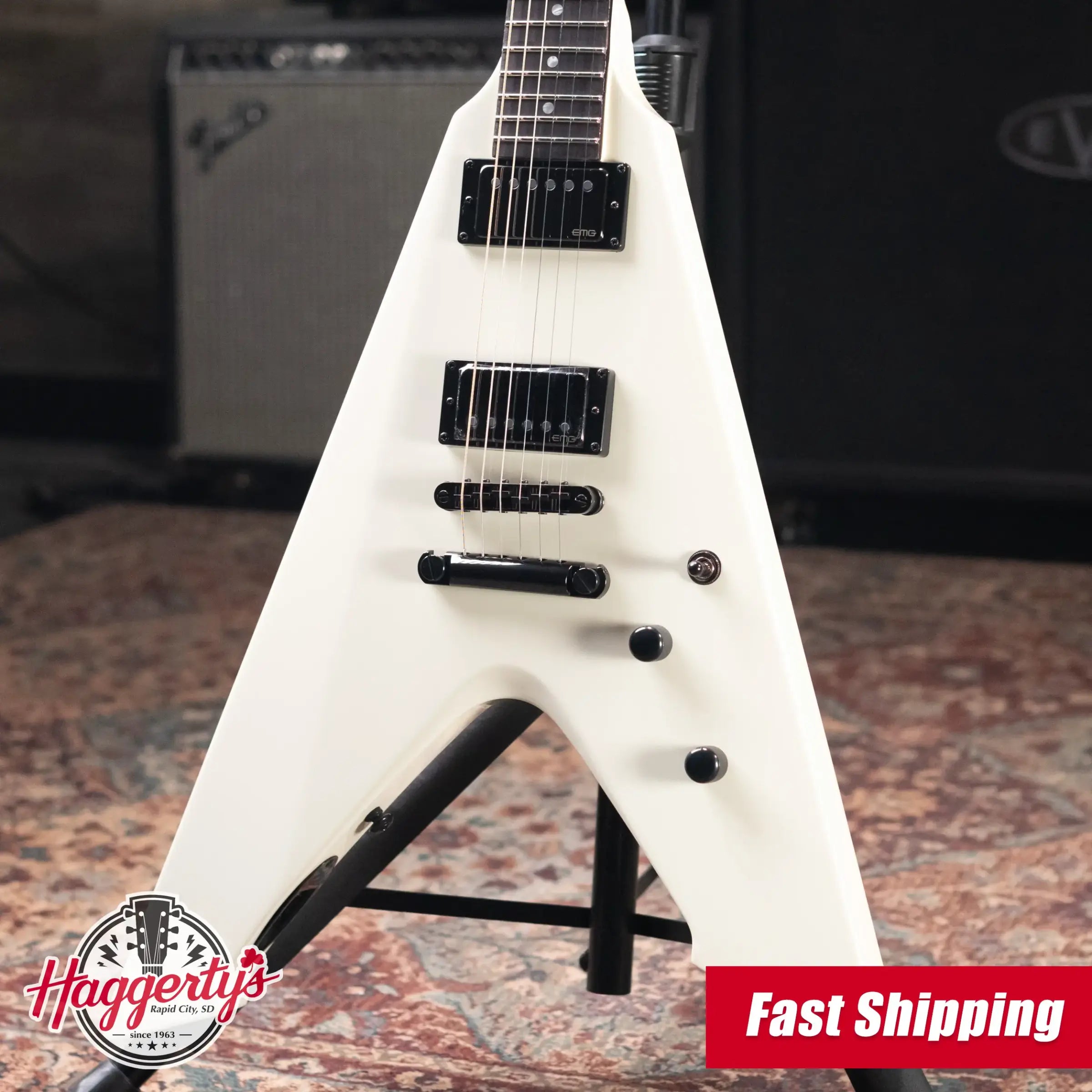 ESP LTD James Hetfield Signature Vulture Electric Guitar - Olympic White with Hardshell Case