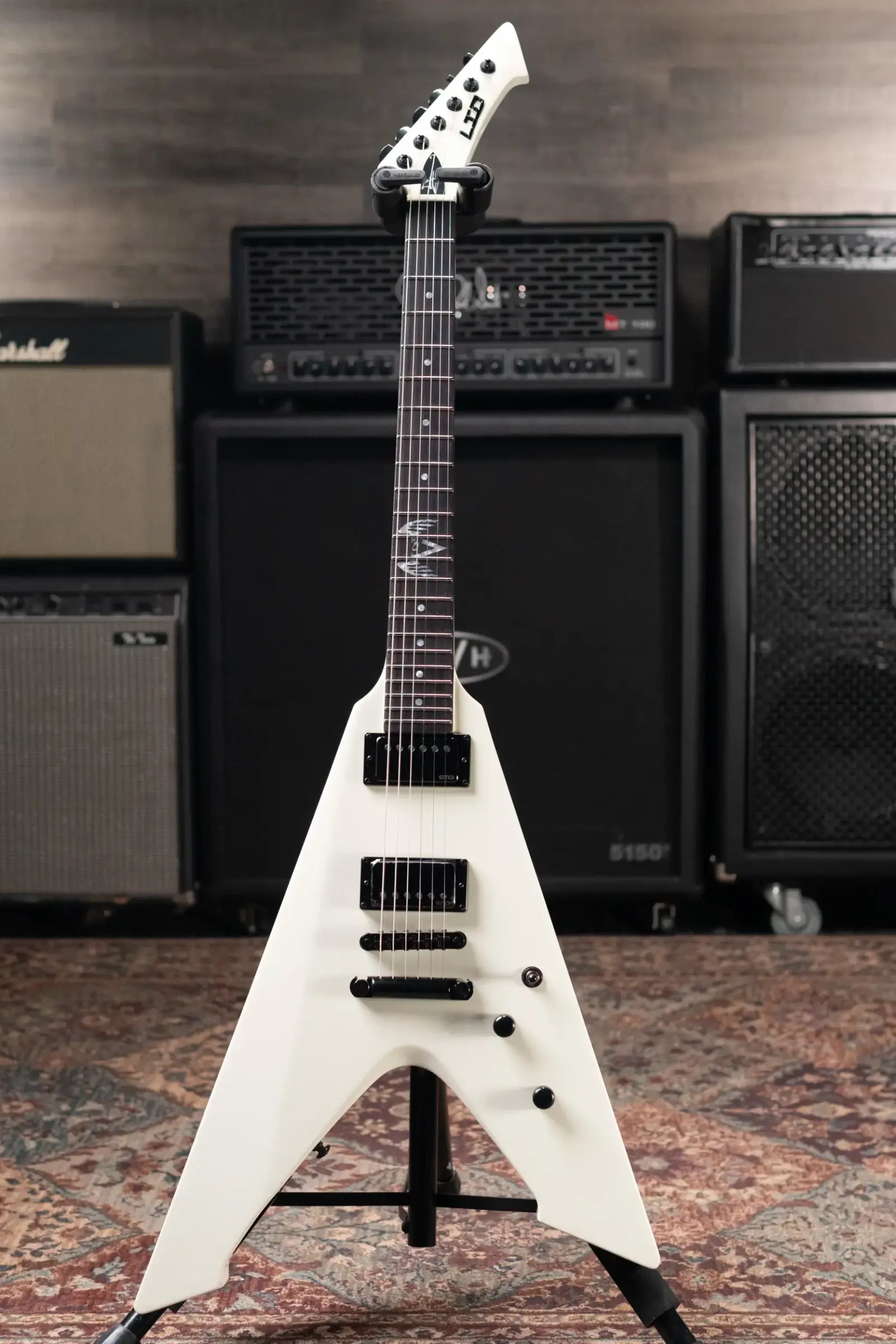 ESP LTD James Hetfield Signature Vulture Electric Guitar - Olympic White with Hardshell Case