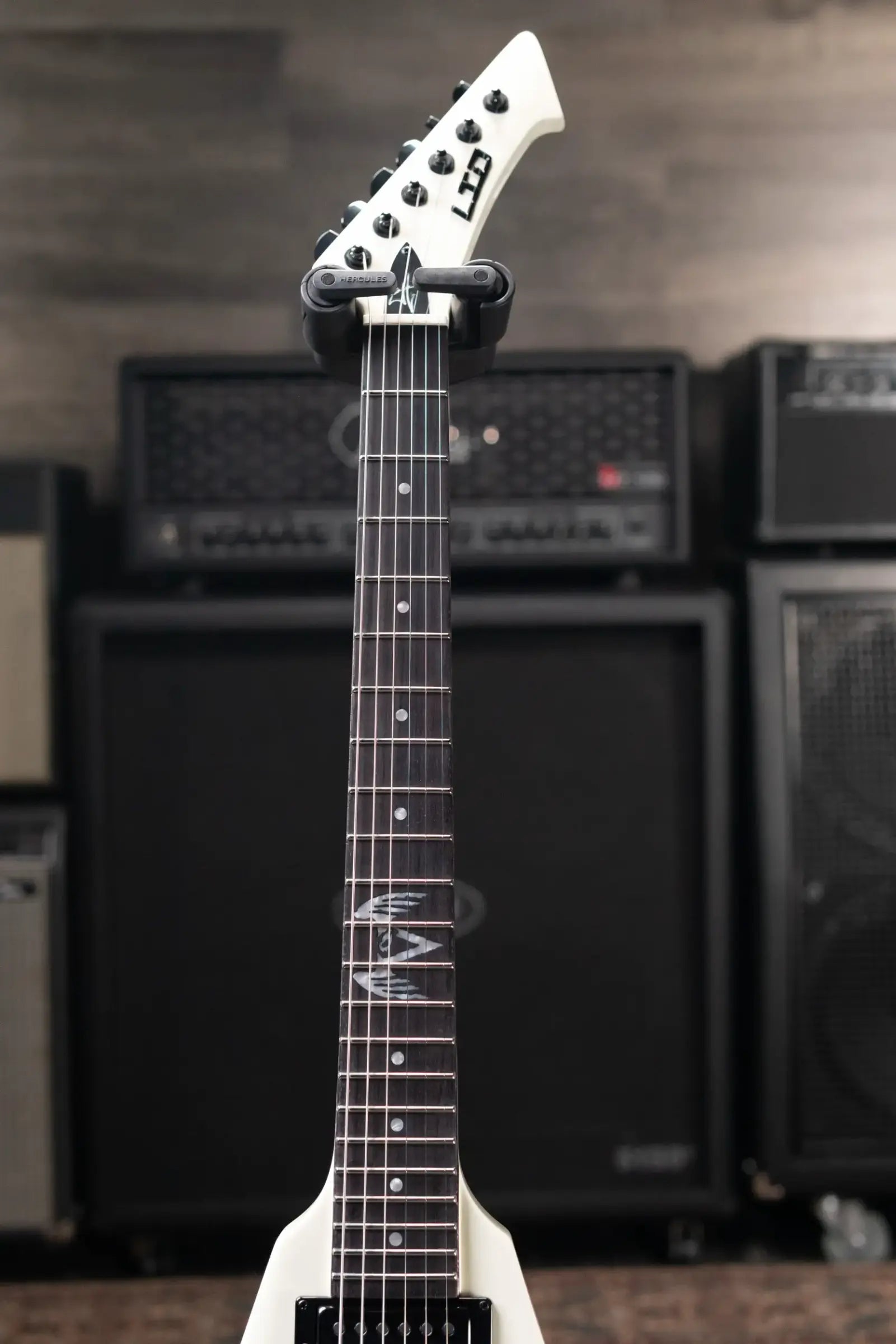 ESP LTD James Hetfield Signature Vulture Electric Guitar - Olympic White with Hardshell Case