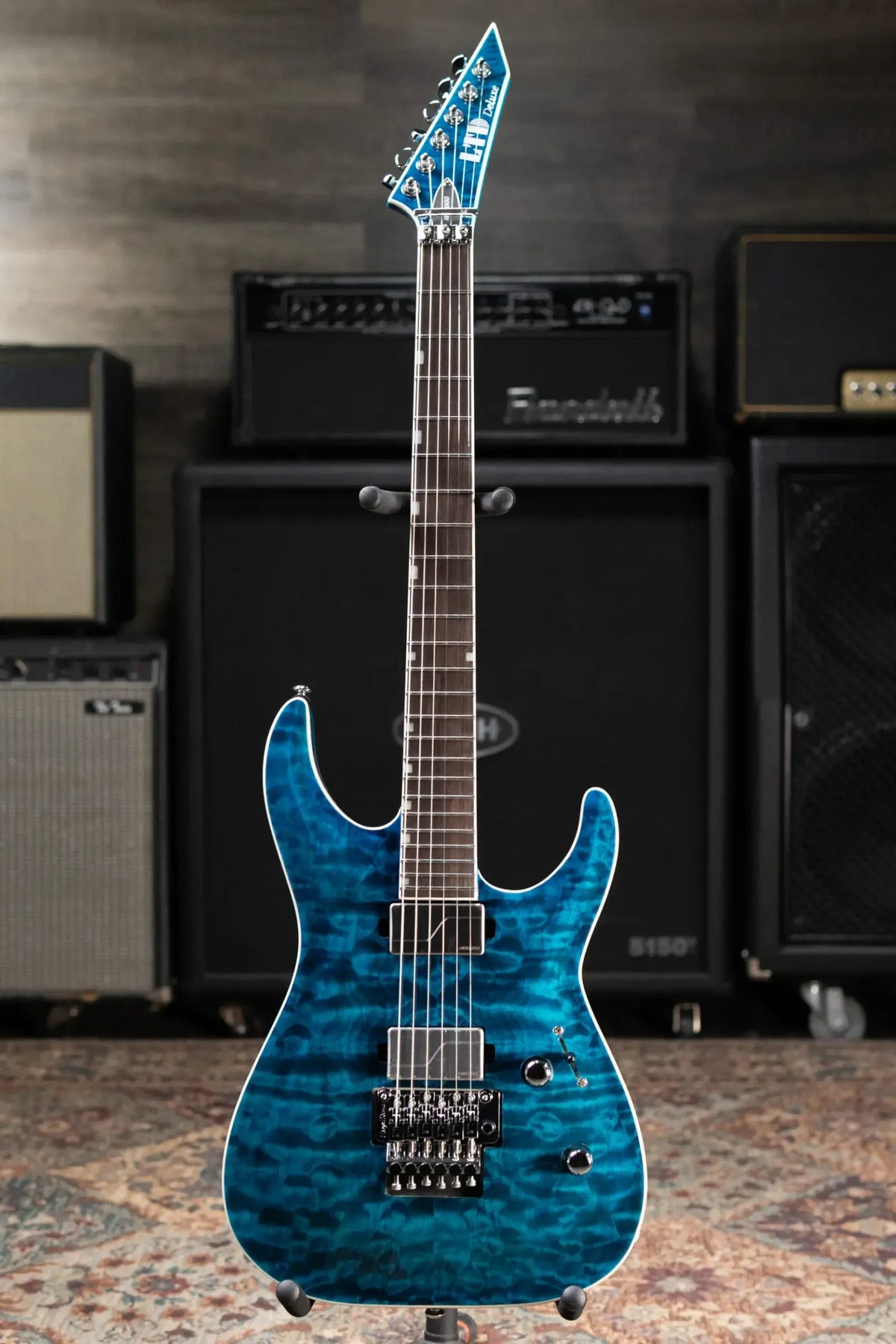 ESP LTD MH-1000 QM Electric Guitar - Black Ocean