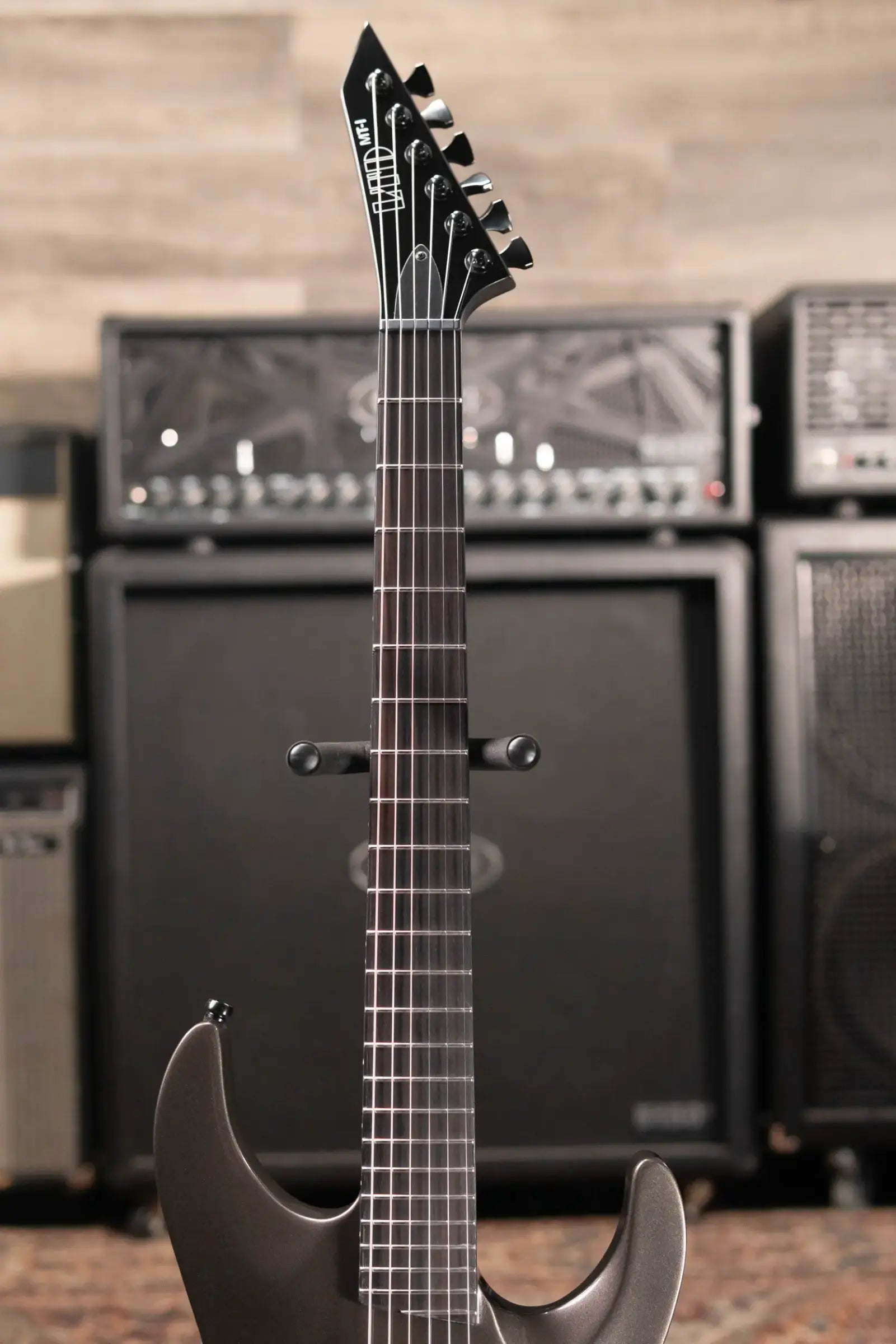 ESP LTD MT-I Mick Thomson Signature Electric Guitar - Obsidian Metallic  with Hardshell Case