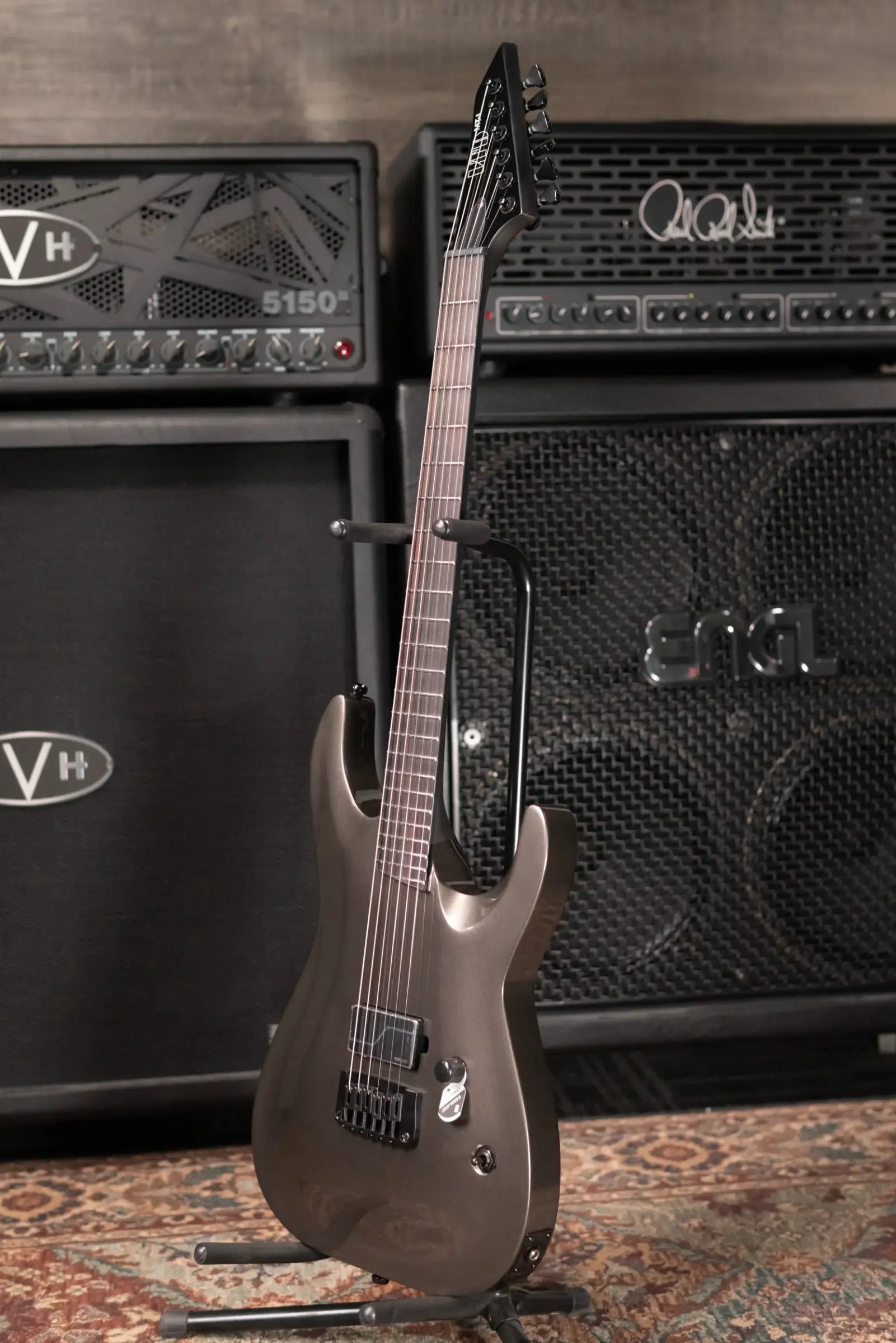 ESP LTD MT-I Mick Thomson Signature Electric Guitar - Obsidian Metallic  with Hardshell Case