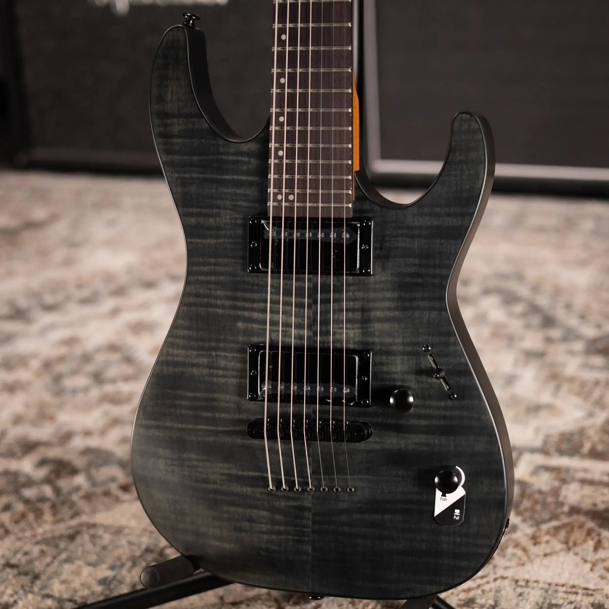 ESP LTD M-207DX Baritone 7-String Electric Guitar - See Thru Black Satin