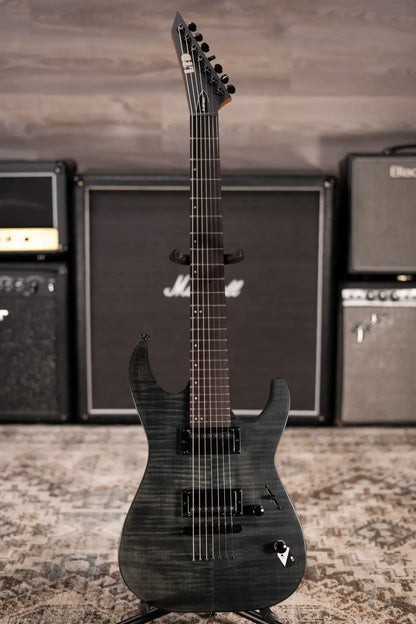 ESP LTD M-207DX Baritone 7-String Electric Guitar - See Thru Black Satin