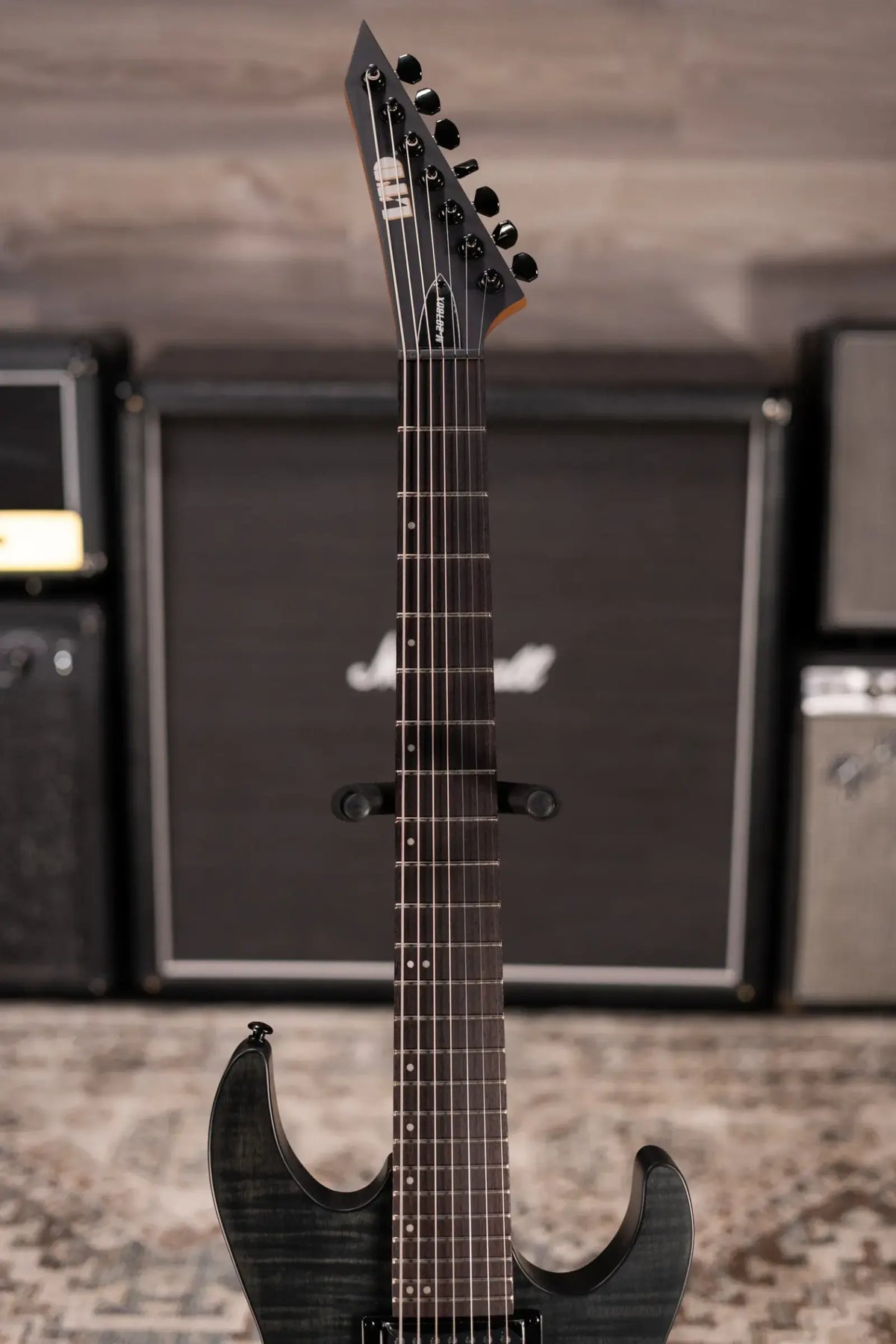 ESP LTD M-207DX Baritone 7-String Electric Guitar - See Thru Black Satin