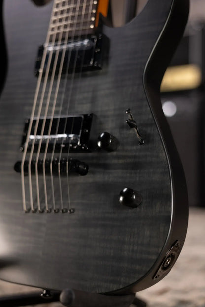 ESP LTD M-207DX Baritone 7-String Electric Guitar - See Thru Black Satin