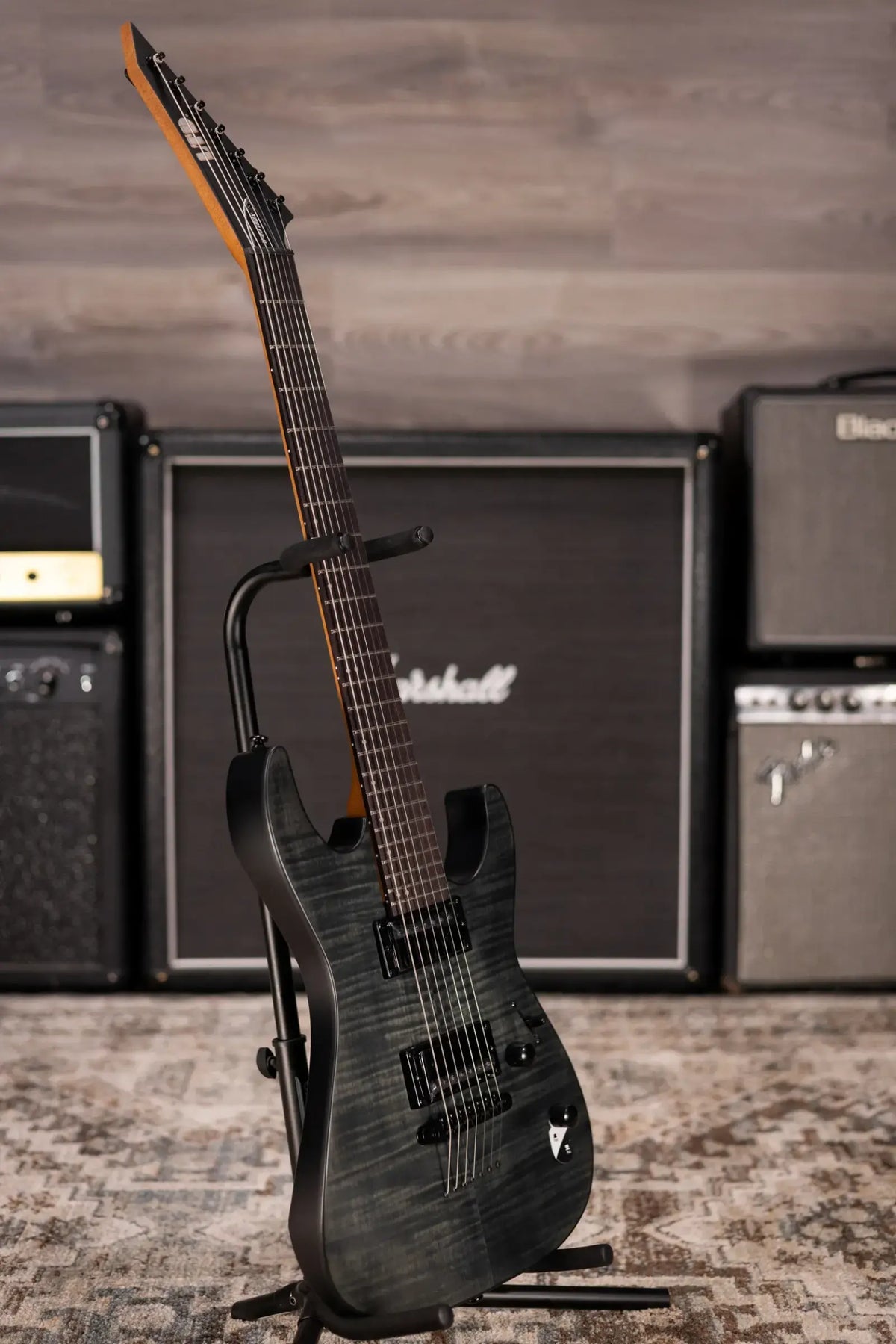 ESP LTD M-207DX Baritone 7-String Electric Guitar - See Thru Black Satin