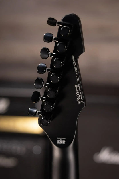 ESP LTD Phoenix-7 Baritone 7-String Black Metal Electric Guitar - Black Red Burst Satin