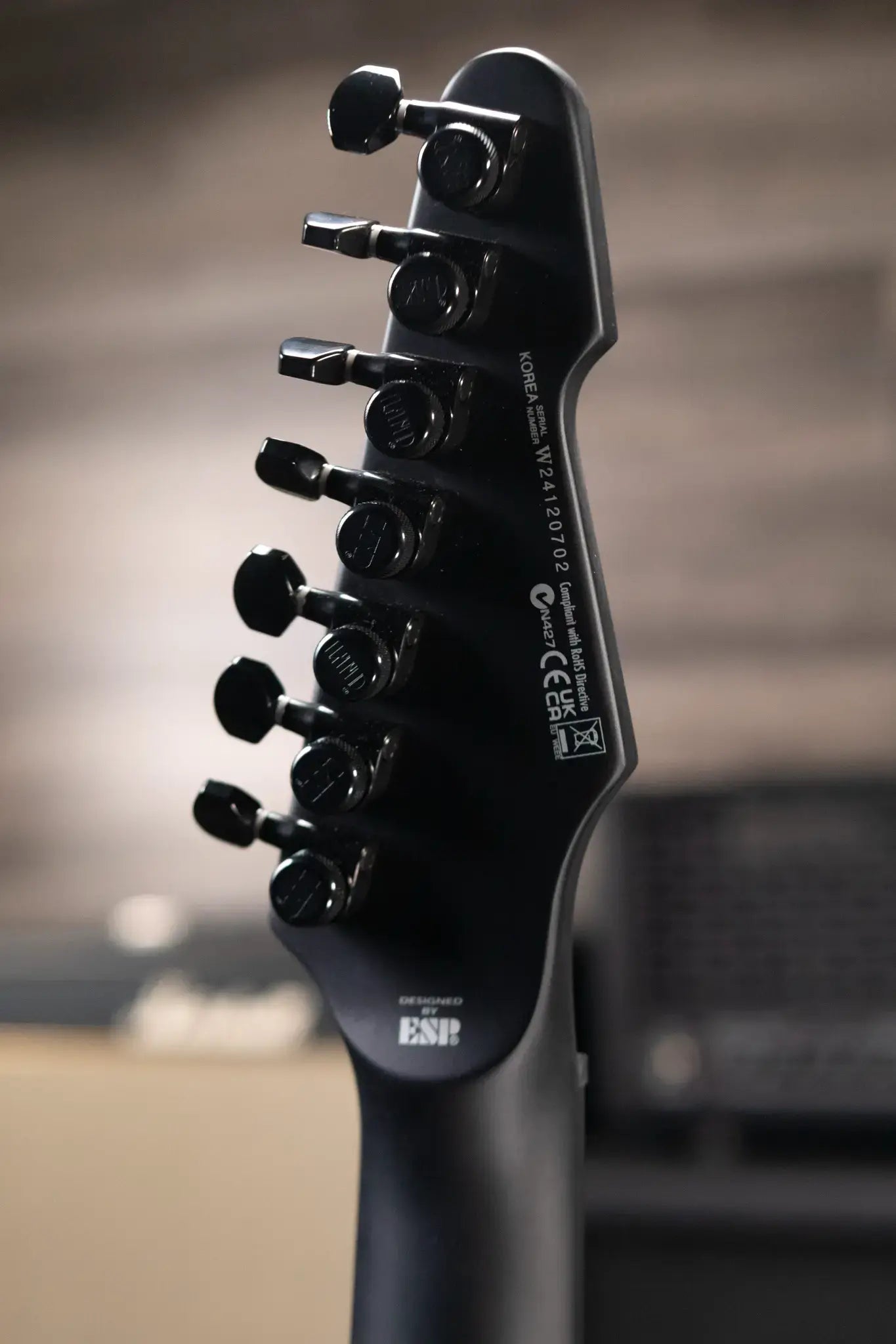 ESP LTD Phoenix-7 Baritone Black Metal Electric Guitar - Black Satin