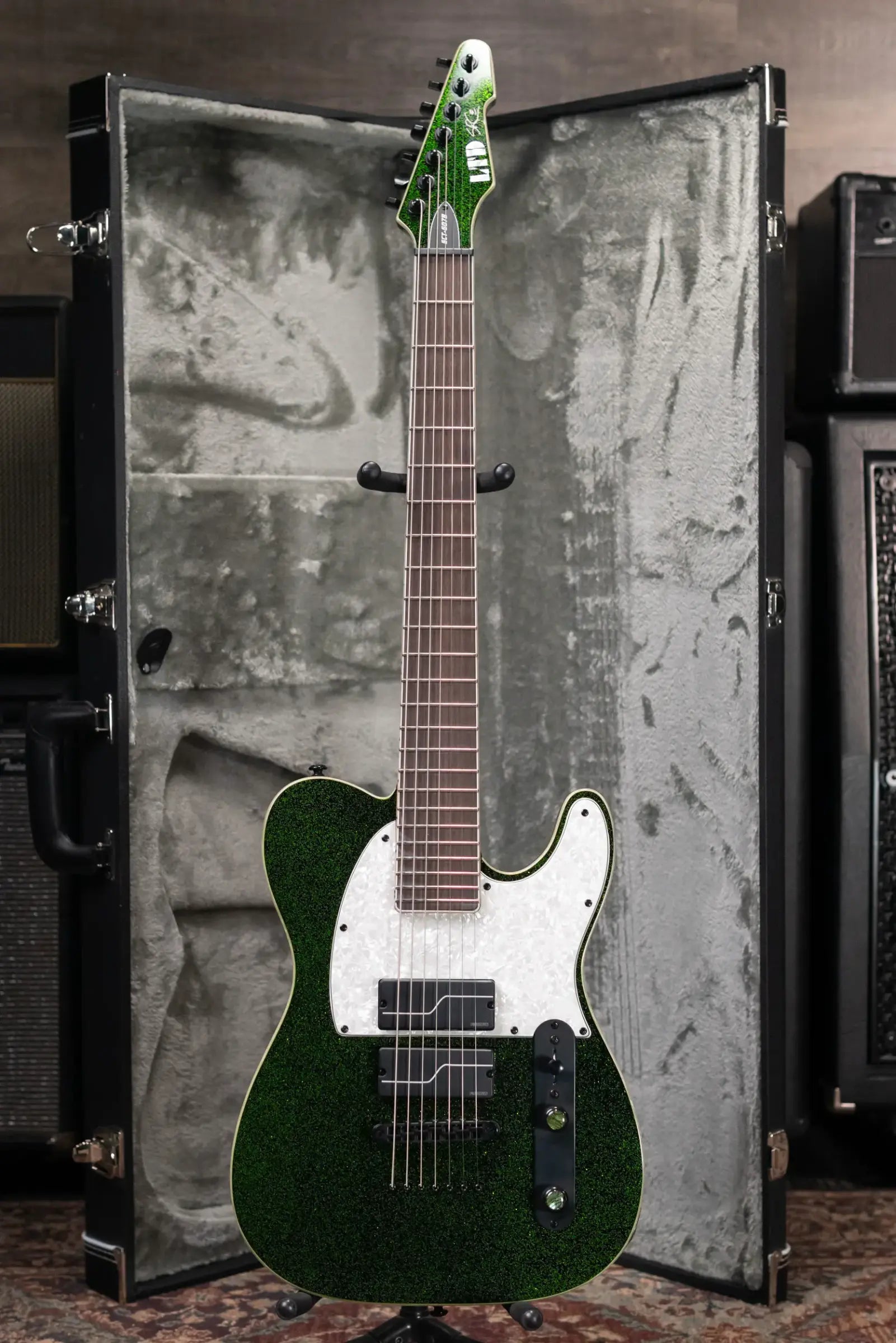 ESP LTD SCT-607B Stephen Carpenter Signature 7-String Baritone Electric Guitar Green Sparkle with Hardshell Case - Used