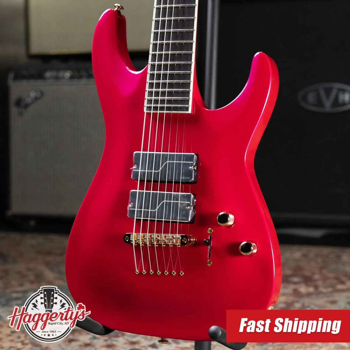 ESP LTD SC-607B Stephen Carpenter Signature 7-String Baritone Electric Guitar - Magenta with Hardshell Case