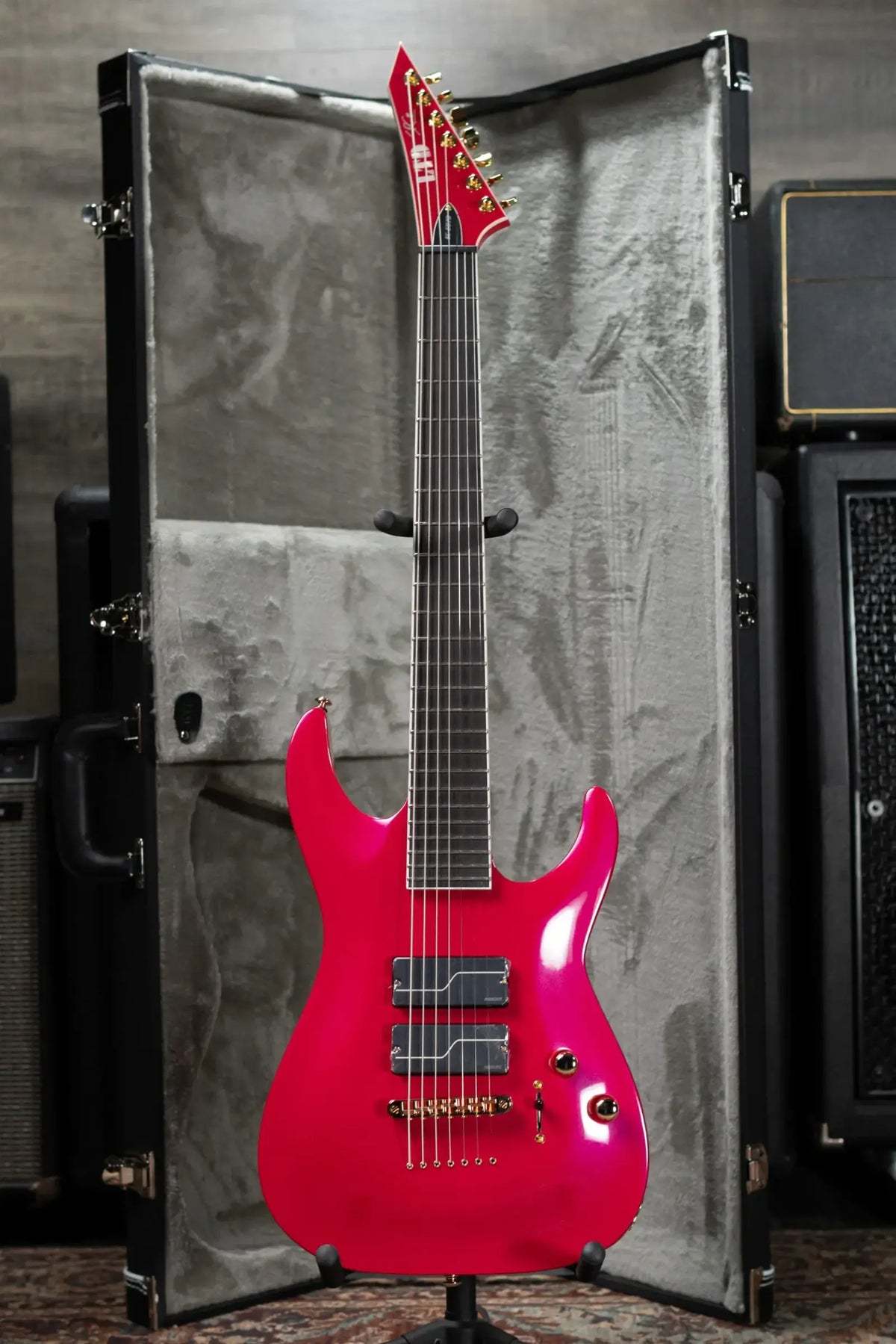 ESP LTD SC-607B Stephen Carpenter Signature 7-String Baritone Electric Guitar - Magenta with Hardshell Case