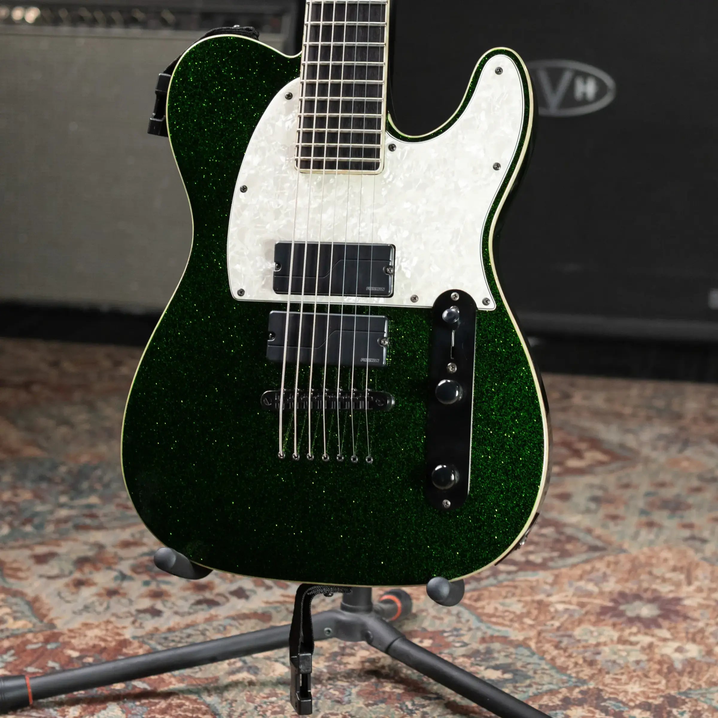 ESP LTD Stephen Carpenter SCT-607B 7-String Electric Guitar - Green Sparkle with Hardshell Case and Upgraded Pickups - Used