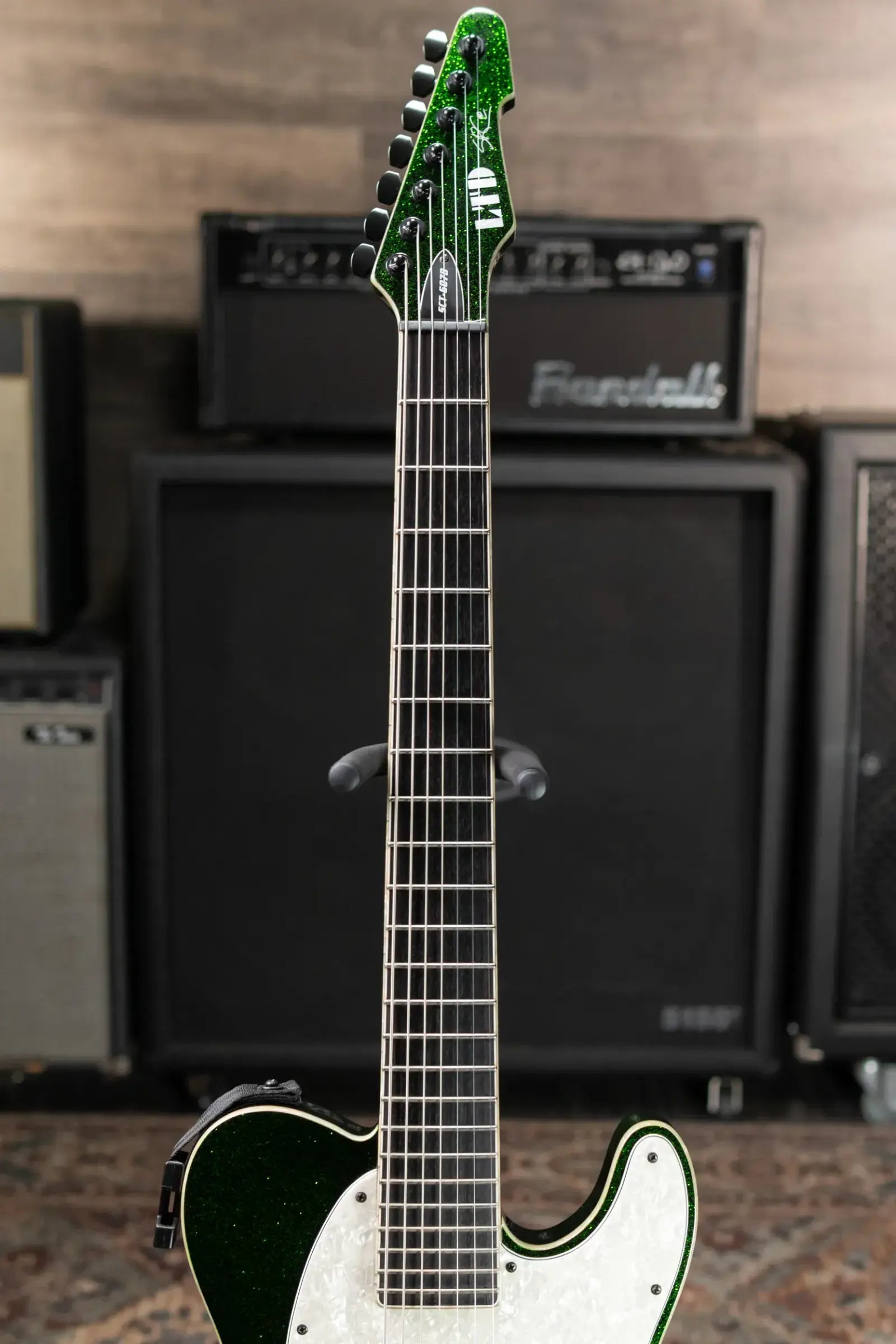 ESP LTD Stephen Carpenter SCT-607B 7-String Electric Guitar - Green Sparkle with Hardshell Case and Upgraded Pickups - Used