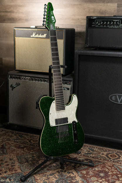ESP LTD Stephen Carpenter SCT-607B 7-String Electric Guitar - Green Sparkle with Hardshell Case and Upgraded Pickups - Used