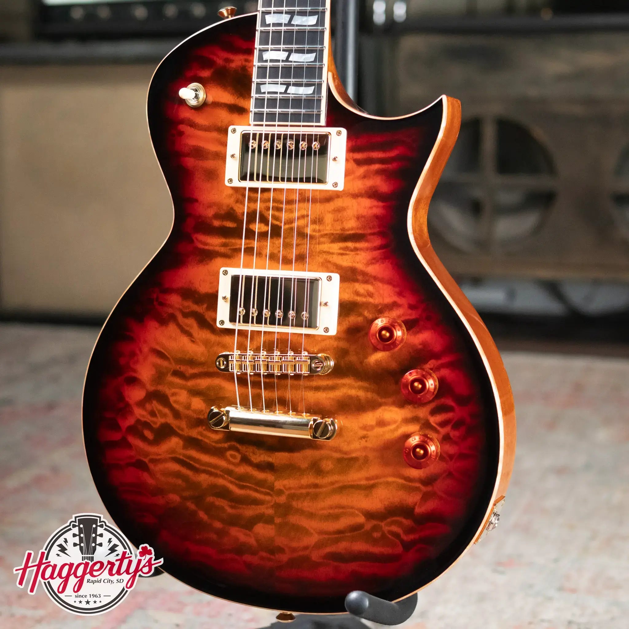 ESP USA Custom Shop Eclipse Electric Guitar - Tiger Eye Sunburst with Hardshell Case