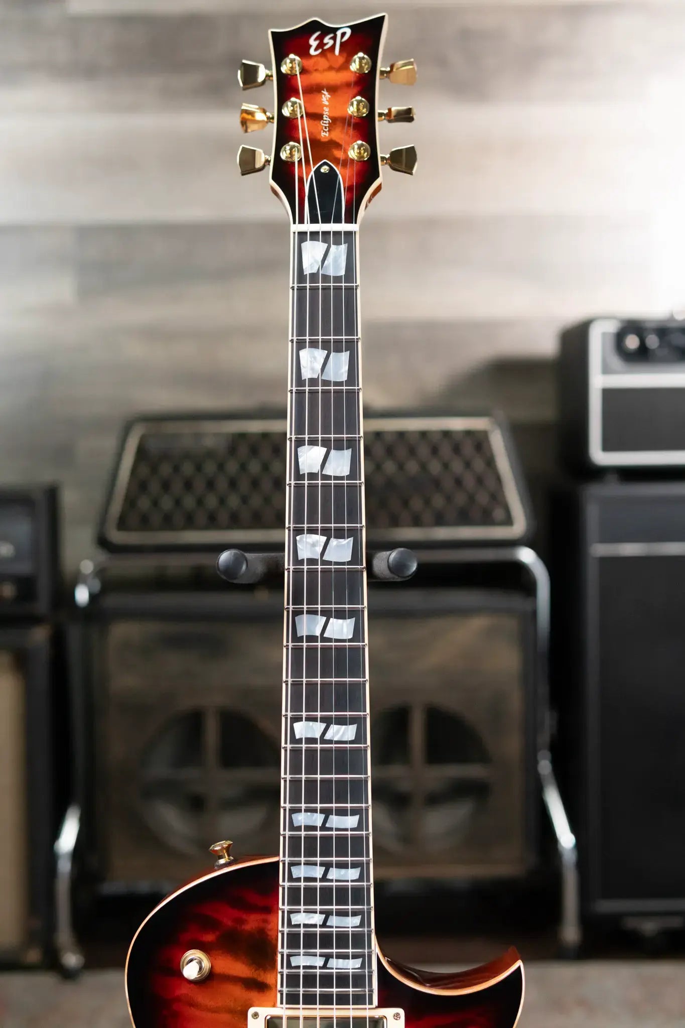 ESP USA Custom Shop Eclipse Electric Guitar - Tiger Eye Sunburst with Hardshell Case