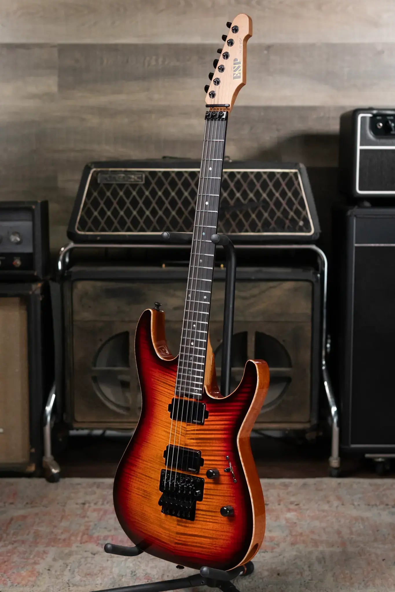 ESP USA Custom Shop M-II FR Electric Guitar - Tiger Eye Sunburst with Hardshell Case