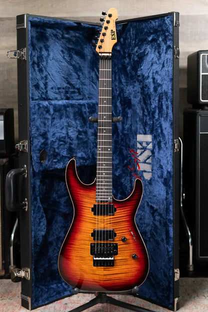ESP USA Custom Shop M-II FR Electric Guitar - Tiger Eye Sunburst with Hardshell Case