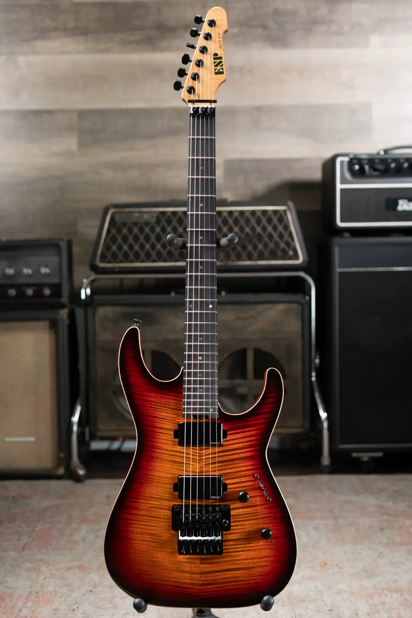 ESP USA Custom Shop M-II FR Electric Guitar - Tiger Eye Sunburst with Hardshell Case