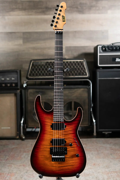 ESP USA Custom Shop M-II FR Electric Guitar - Tiger Eye Sunburst with Hardshell Case
