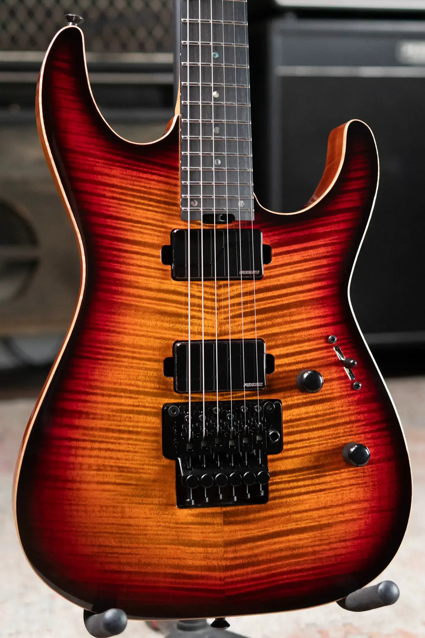 ESP USA Custom Shop M-II FR Electric Guitar - Tiger Eye Sunburst with Hardshell Case