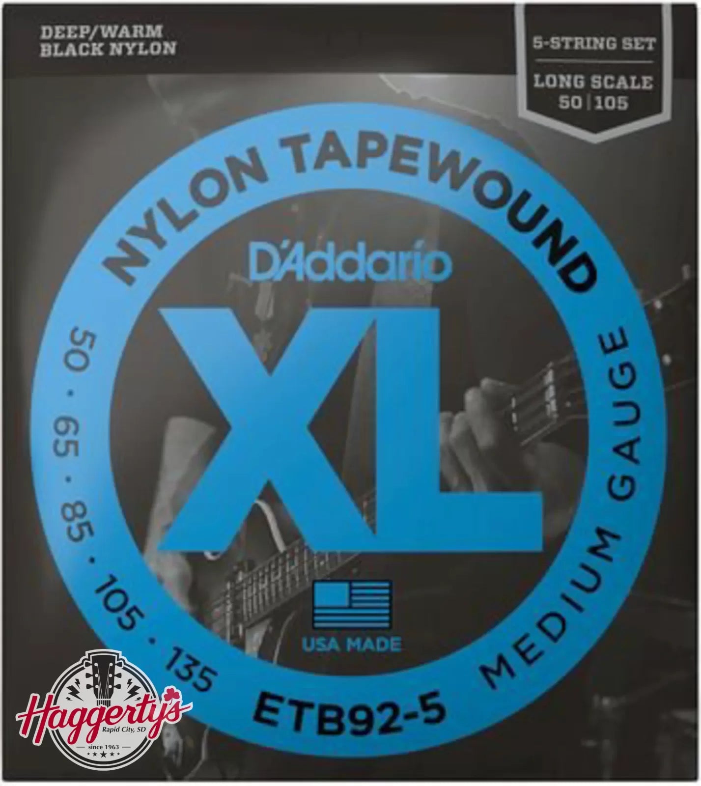 D'Addario ETB92-5 5 String Long Scale XL Tapewound Bass Strings