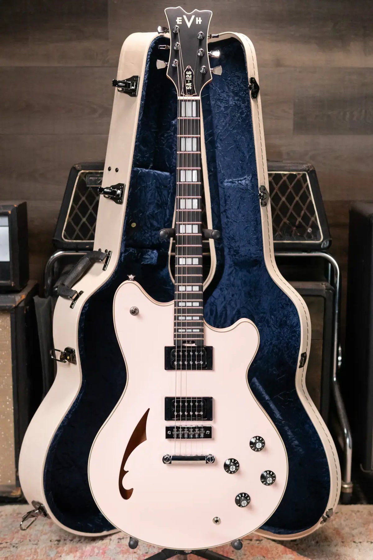 EVH Limited Edition SA-126 Special Semi-Hollow Electric Guitar - Satin Shell Pink with Ivory Case