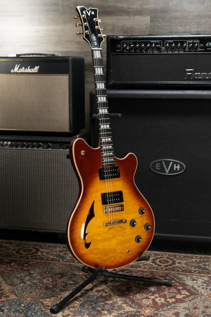 EVH SA-126 Special QM Semi-Hollow Electric Guitar - Tobacco Sunburst with Hardshell Case - Used