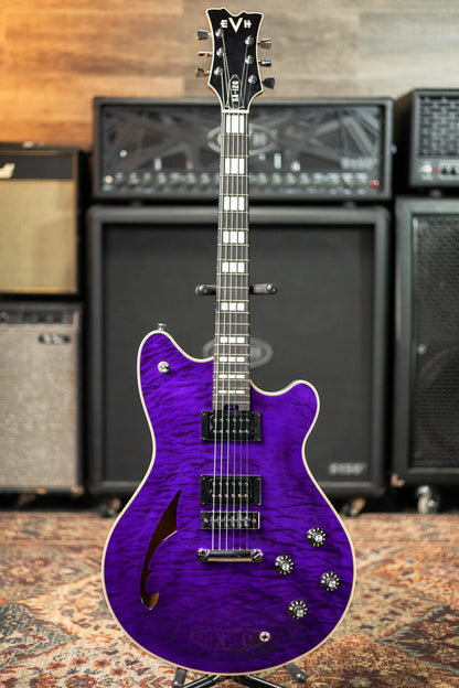 EVH SA-126 Special Quilted Maple Semi-Hollow Electric Guitar - Transparent Purple with Hardshell Case