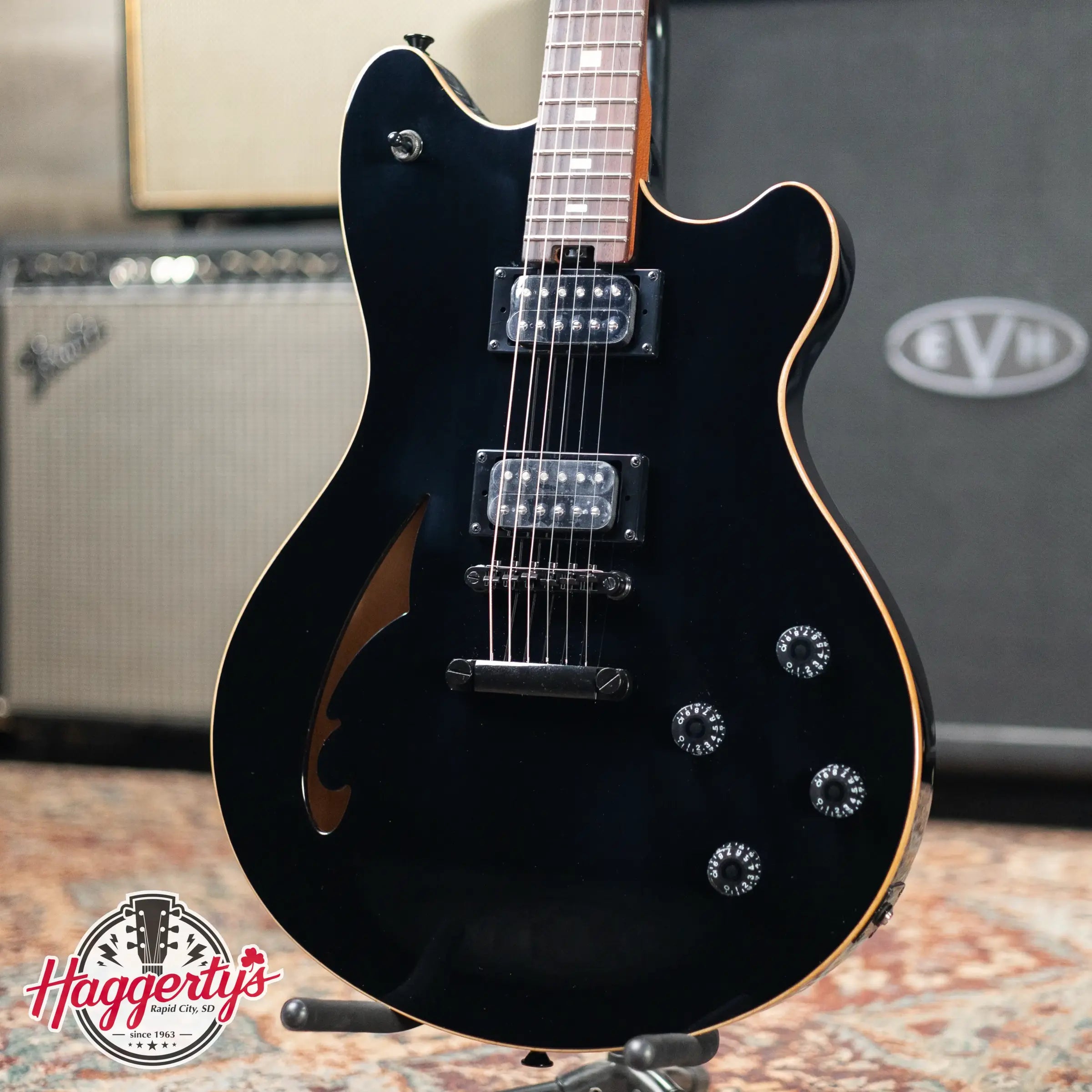 EVH SA-126 Standard Semi-Hollow Electric Guitar - Piano Black