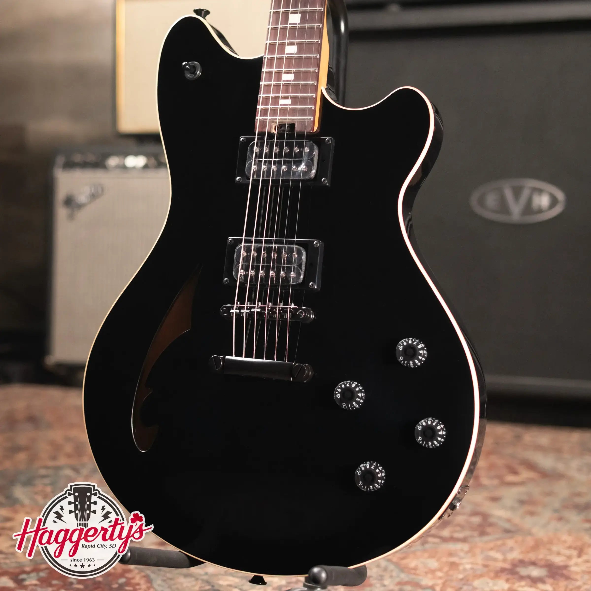 EVH SA-126 Standard Semi-Hollow Electric Guitar - Piano Black