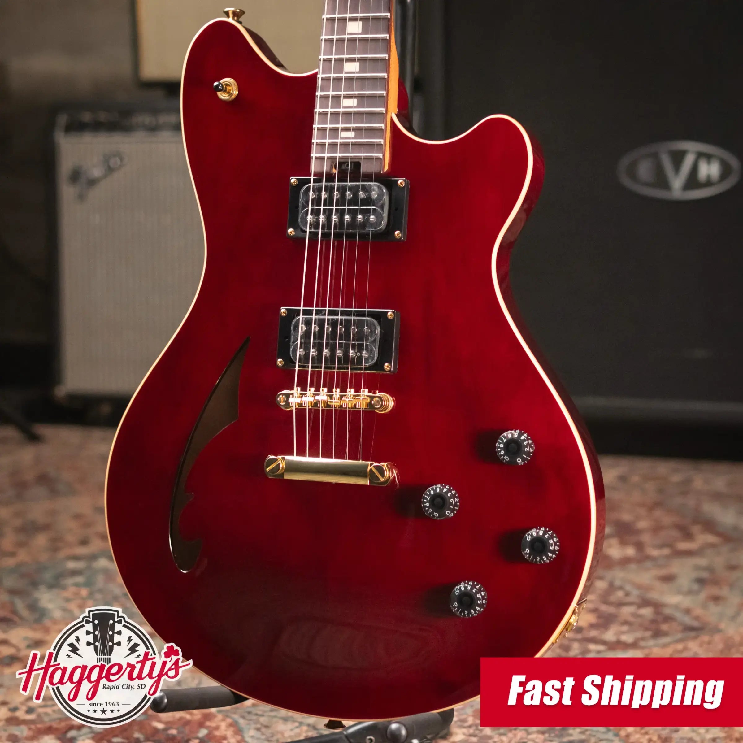 EVH SA-126 Standard Semi-Hollow Electric Guitar - Wine Red