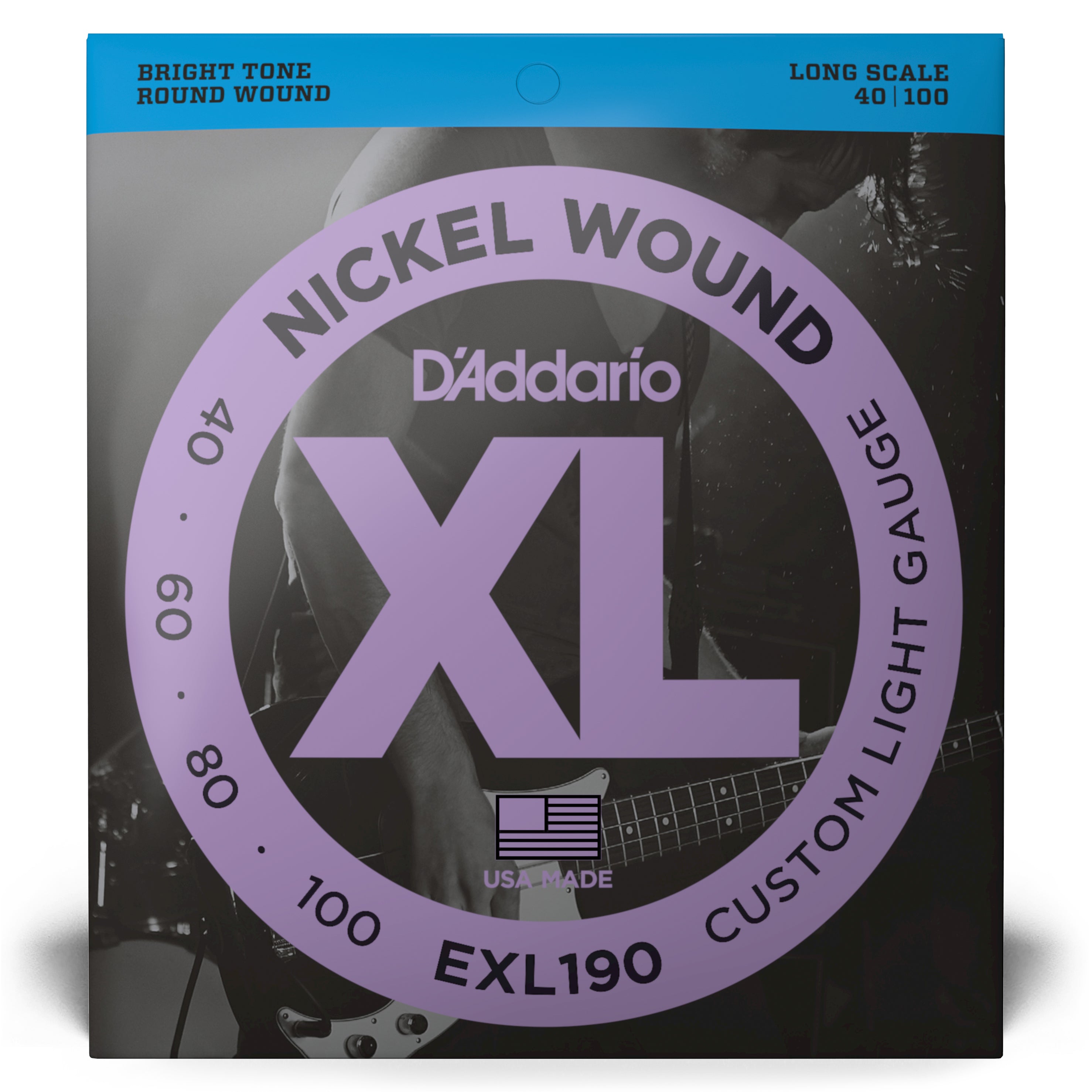 D'Addario EXL190 Nickel Wound Bass Guitar Strings 40-100