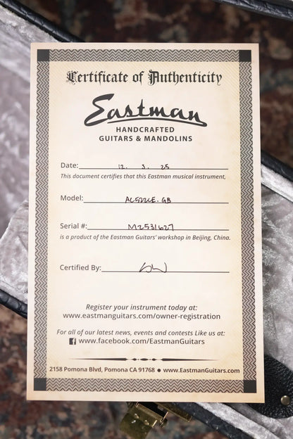 Eastman AC522CE-GB Grand Auditorium Acoustic/Electric Guitar - Goldburst with Hardshell Case