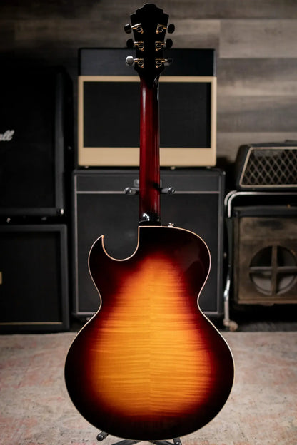 Eastman AR480CE-SB John Pisano Signature Archtop Hollowbody Electric Guitar - Sunburst with Hardshell Case