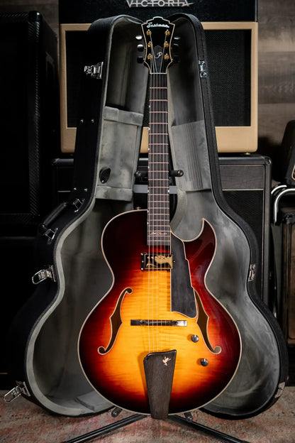 Eastman AR480CE-SB John Pisano Signature Archtop Hollowbody Electric Guitar - Sunburst with Hardshell Case