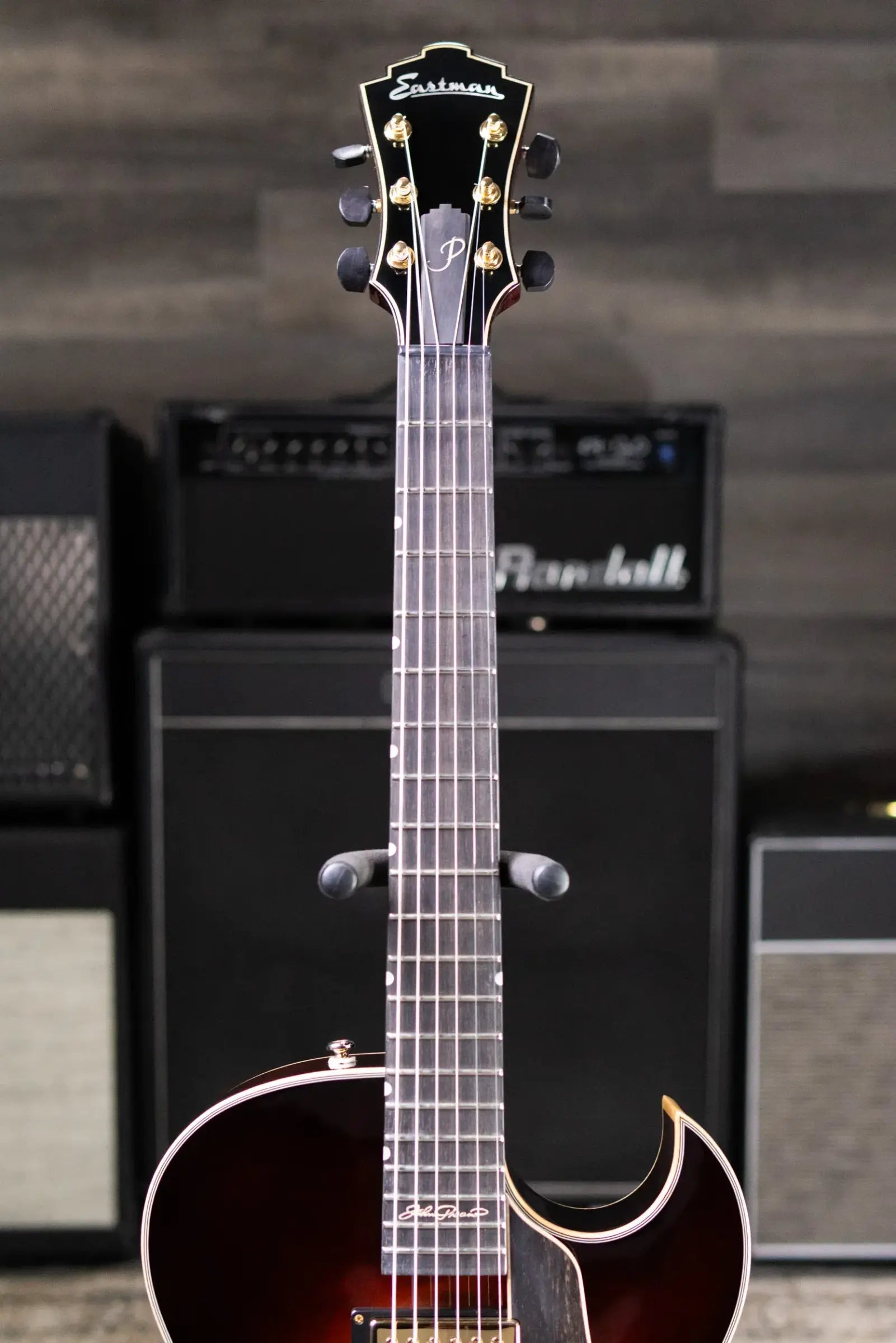 Eastman AR480CE-SB John Pisano Signature Archtop Hollowbody Electric Guitar - Sunburst with Hardshell Case