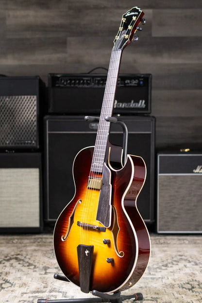 Eastman AR480CE-SB John Pisano Signature Archtop Hollowbody Electric Guitar - Sunburst with Hardshell Case