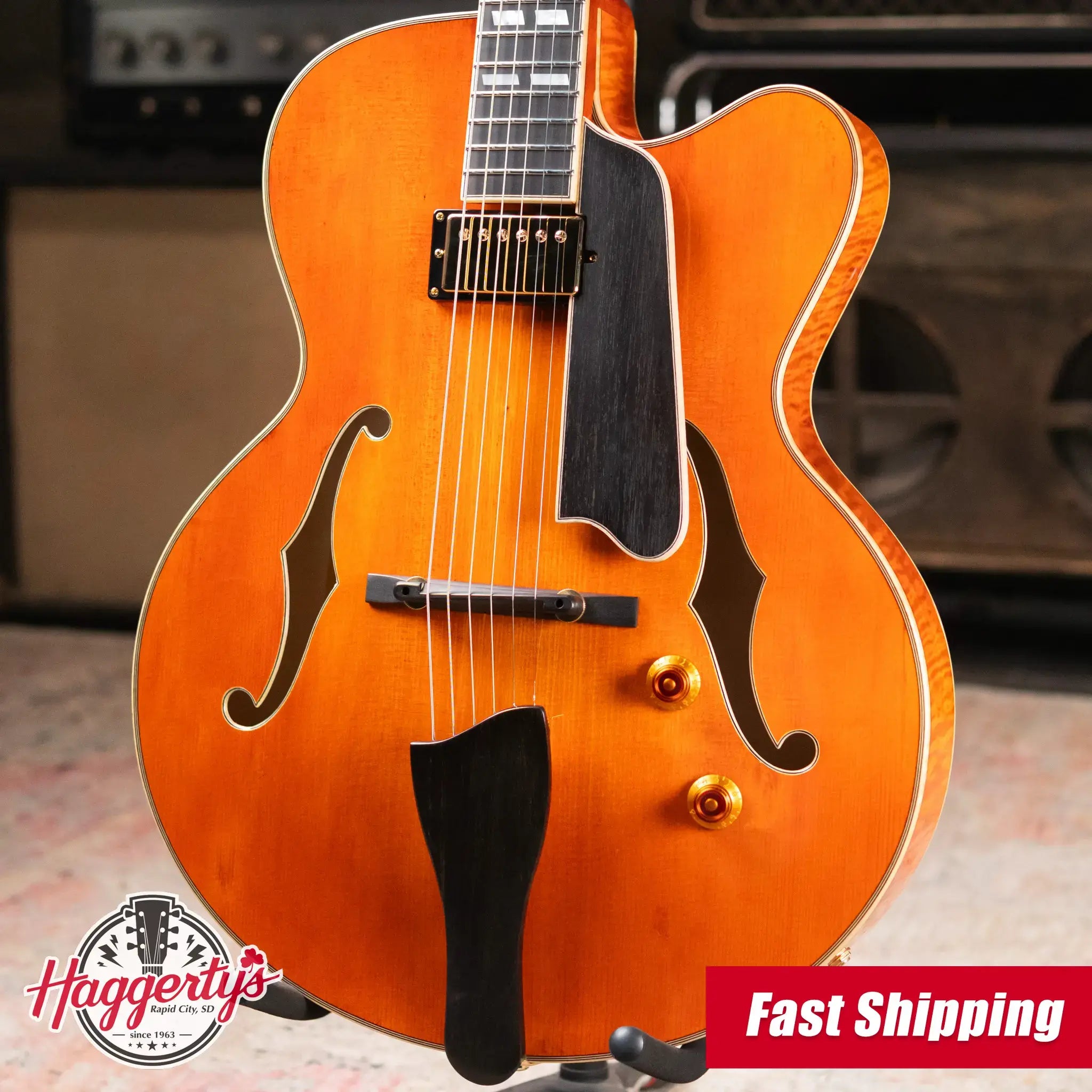 Eastman AR580CE-HB Archtop Electric Guitar - Honey Burst with Hardshell Case