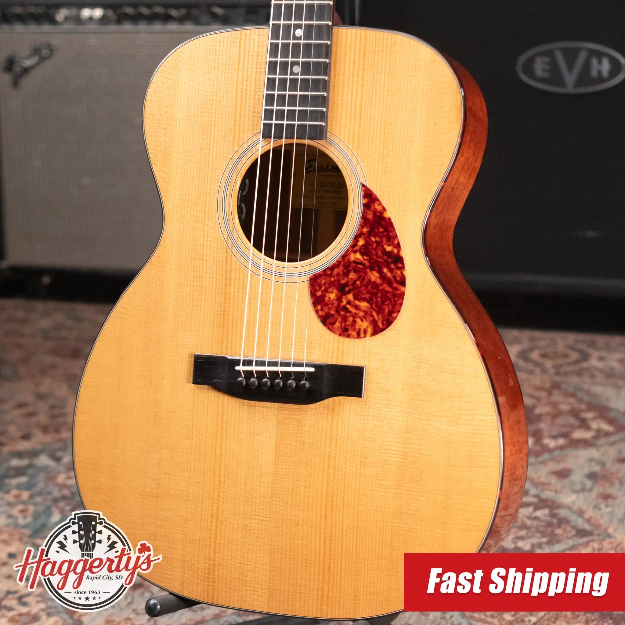 Eastman E1OM-DLX Acoustic/Electric Guitar with Gig Bag