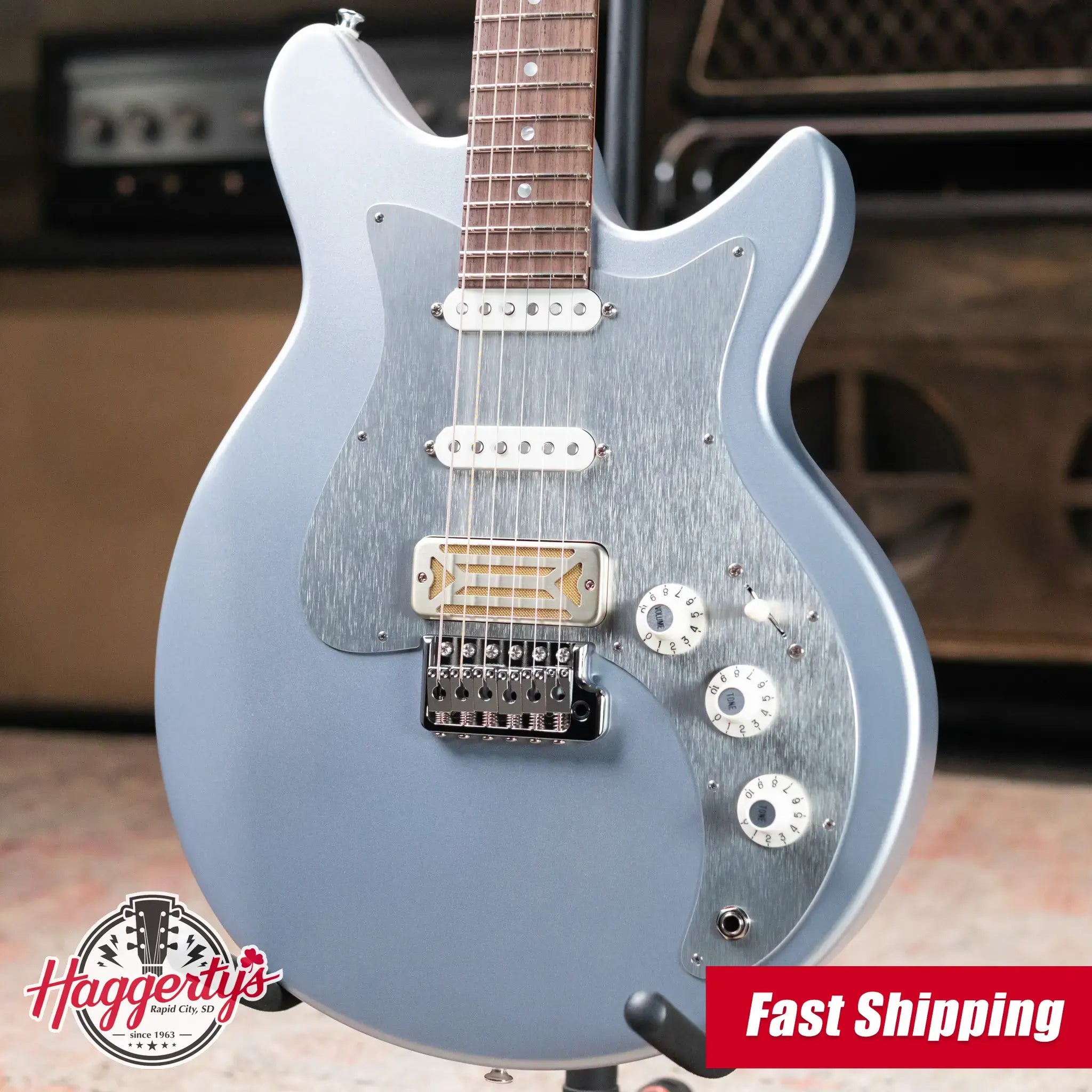 Eastman FullerTone Series DC Electric Guitar - Ice Blue Metallic