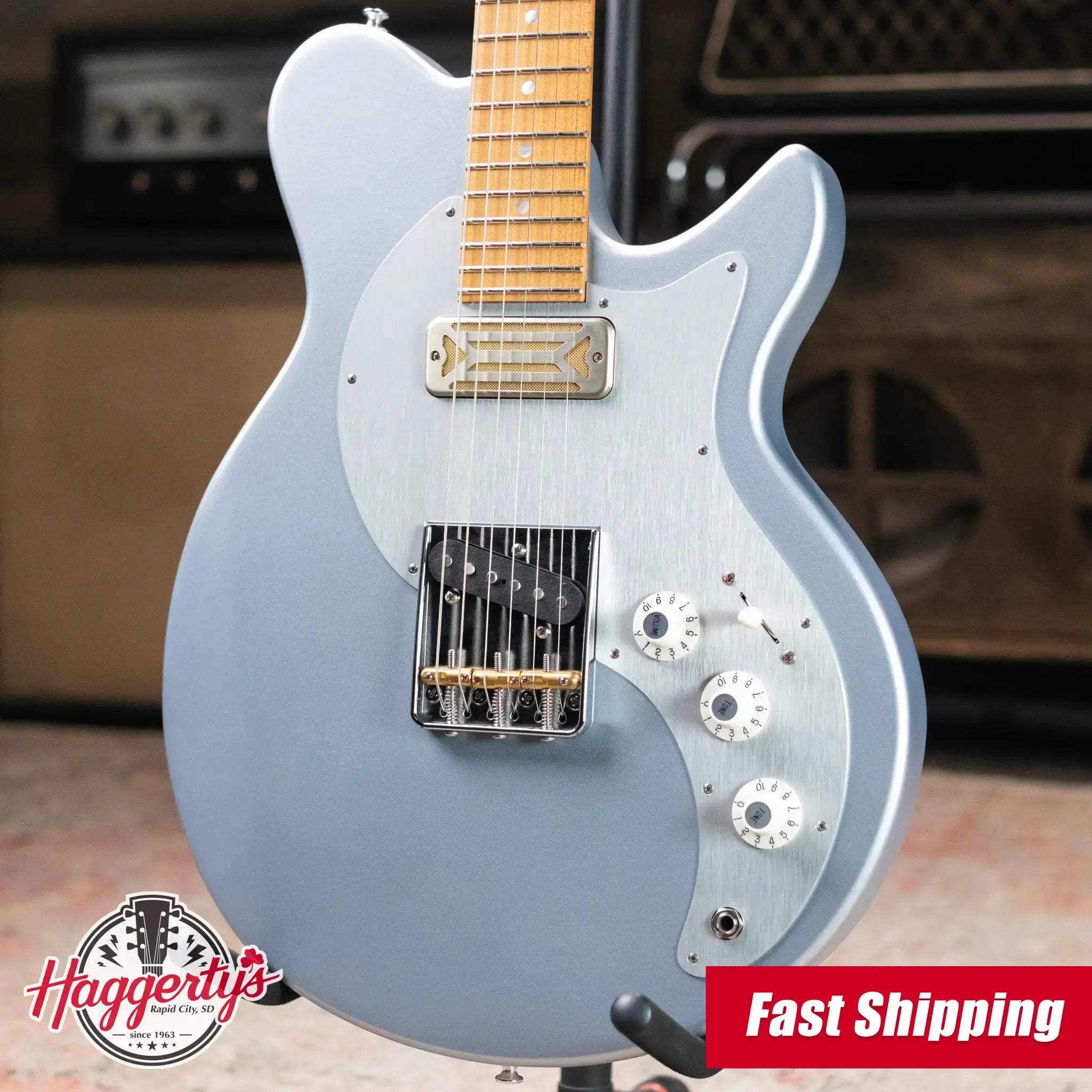Eastman FullerTone Series SC Electric Guitar - Ice Blue Metallic with Padded Gig Bag