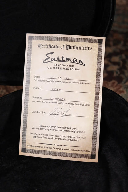 Eastman MD514 F Style Mandolin with Hardshell Case