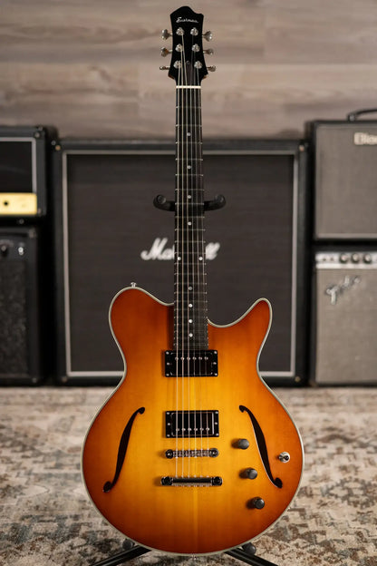 Eastman Romeo Semi-Hollow Electric Guitar - Goldburst with Hardshell Case
